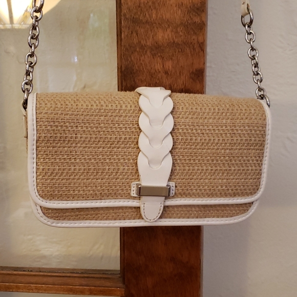 Cole Haan Summer Straw Crossbody w Cream Trim - Picture 2 of 7